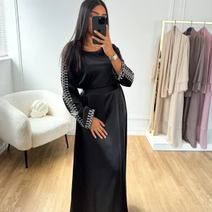 Robe satin Marrakech noire