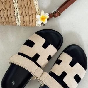 Sandales H daim beige