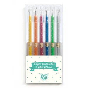 6 stylos gel pailletés - Djeco