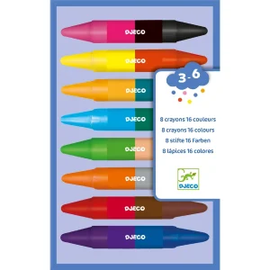 8 crayons de cires double côtés - Djeco