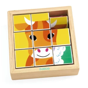 9 cubes puzzle en bois animoroll - DJECO