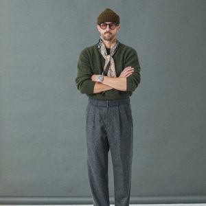 Pantalon Double Pince Flanelle Gris - Coupe Balloon