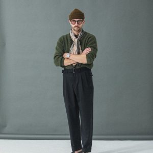 Pantalon Double Pince Flanelle Noir - Coupe Balloon