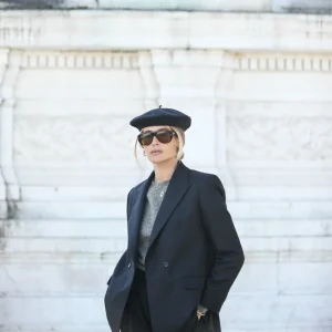 Blazer Croisé Flanelle Noire Light Oversize