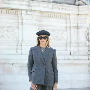 Blazer Croisé Flanelle Grise Light Oversize