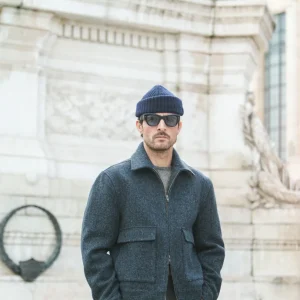 Veste Aviator Laine Chevrons - Blue