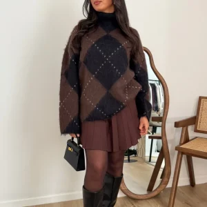 Jupe maille Plissée | MARRON