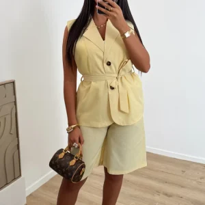 Ensemble Bermuda jaune pale