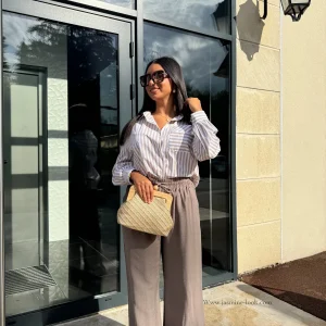 Chemise rayures taupe