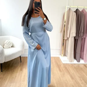 Robe satin Marrakech bleu ciel