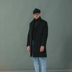 Manteau Long Laine & Cachemire Noir