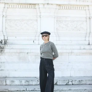 Pantalon Flanelle Noire Double Pince - Wide Leg