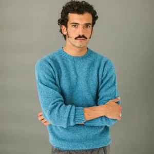 Pull Shetland "Shaggy" Bleu