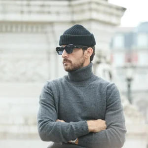 Pull Col Roulé Lambswool Dark Grey