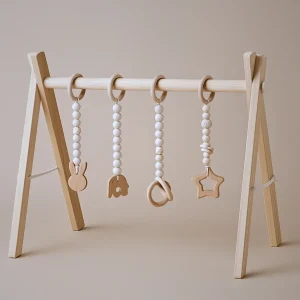 Arche d'Éveil Bébé 0-12 mois en Bois | Baby Gym Pliable | Pratique et Facile à installer