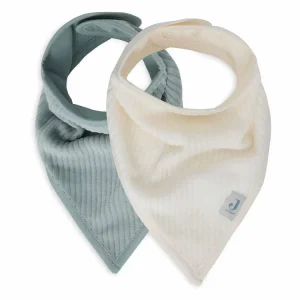 Bavoir Bandana (2pack) Velvet Rib Sea Green/Ivory - JOLLEIN