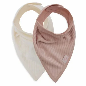 Bavoir Bandana (2pack) Velvet Rib Wild Rose/Ivory - JOLLEIN