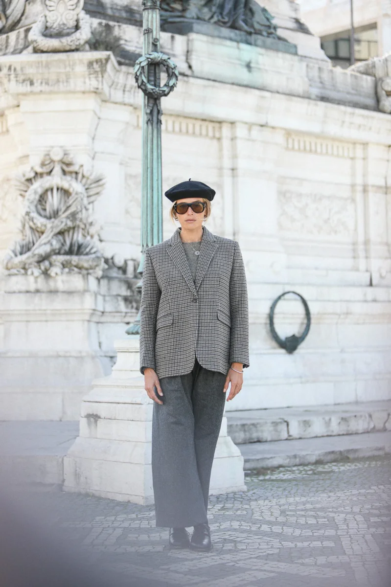 Boy Blazer Pied De Poule Gris Brun – Image 9