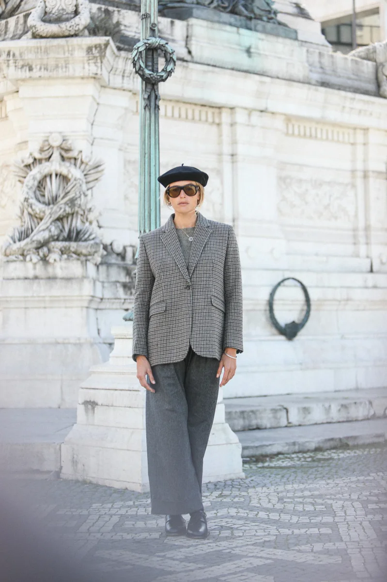 Boy Blazer Pied De Poule Gris Brun – Image 4