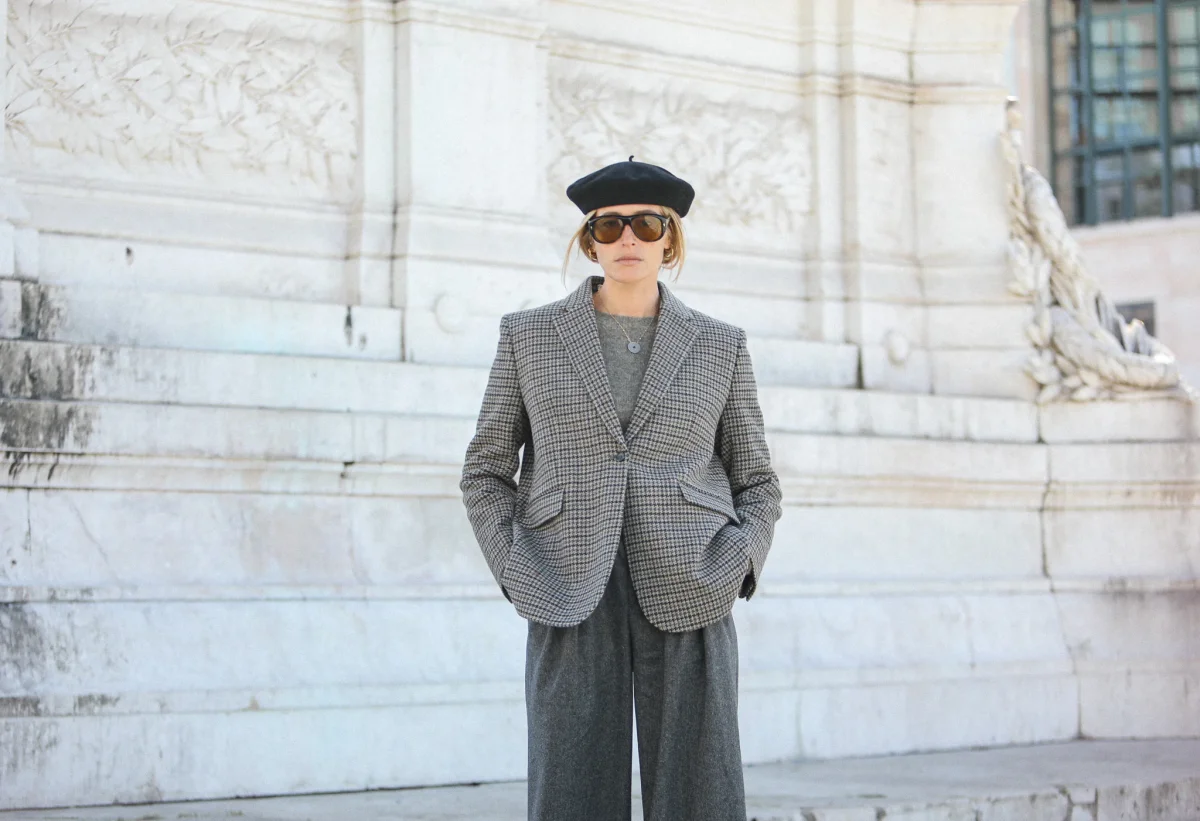 Boy Blazer Pied De Poule Gris Brun – Image 3