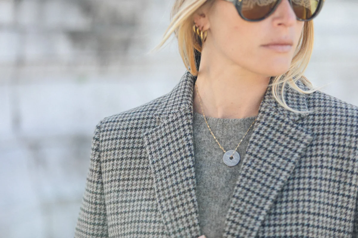 Boy Blazer Pied De Poule Gris Brun – Image 8