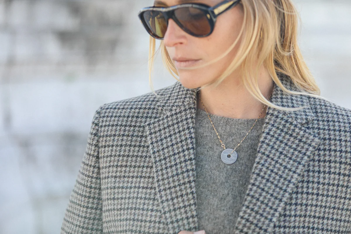 Boy Blazer Pied De Poule Gris Brun – Image 6