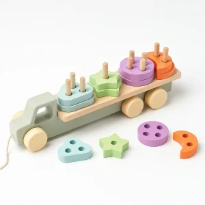 Jeux Montessori 12 18 mois - Jouet à tirer en bois - Camion et Formes à Trier
