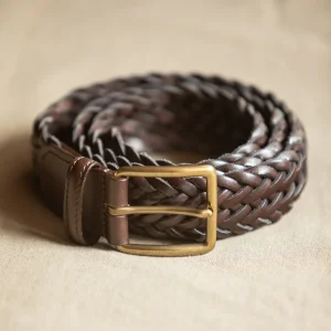 Ceinture Cuir Tressée Tabac