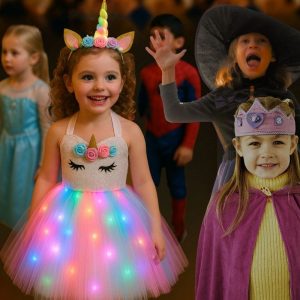 Déguisement Halloween Fille |Déguisement de Princesse-Licorne lumineuse