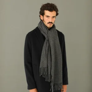 Echarpe Oversize Lambswool Gris Chiné