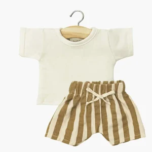 Ensemble Vito top t-shirt écru et short à rayures Zadig - minikane