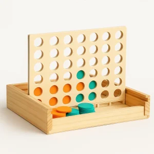 Puissance 4 en Bois Compact –  Enfant 3-99 ans et + Jeu de Plateau 4 à la suite - Idéal Voyage en Famille