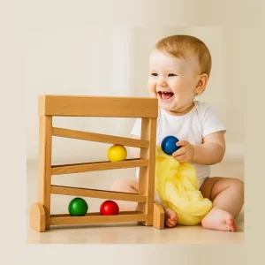 Circuit de Billes en Bois Montessori (9-24 mois) - Éveil Sensoriel et Motricité Fine - Jouet Bébé Naturel