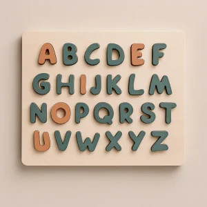 2 en 1 ABC Puzzle de Lettres Alphabet en bois à encastrer et Jeu de mémoire des mots