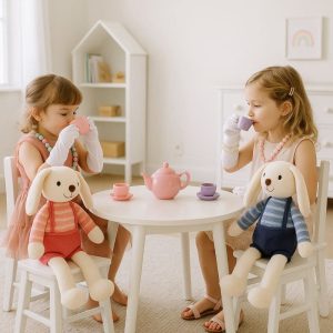 Peluche Lapin| famille de🐇 lapin blanc habillé🐰