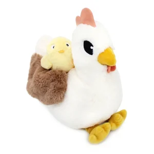 Peluche poule Pioupiou maman et son bébé blanc Les Ptipotos - DEGLINGOS