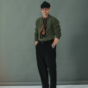 Military Pant Velours Noir - Comfort Fit